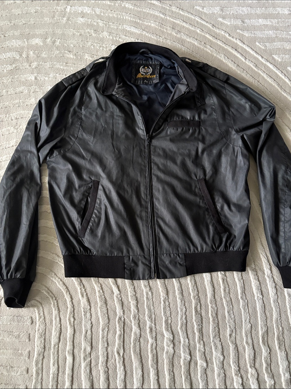 Aberdeen Men’s Black Bomber Jacket with Zip Front